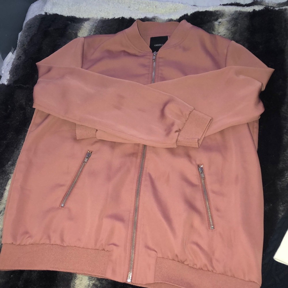 Pink F21 bomber jacket